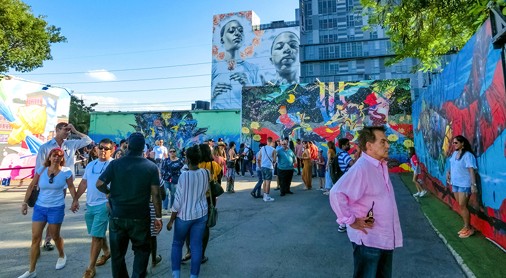 People view graffiti art at Miami's Wynwood Walls