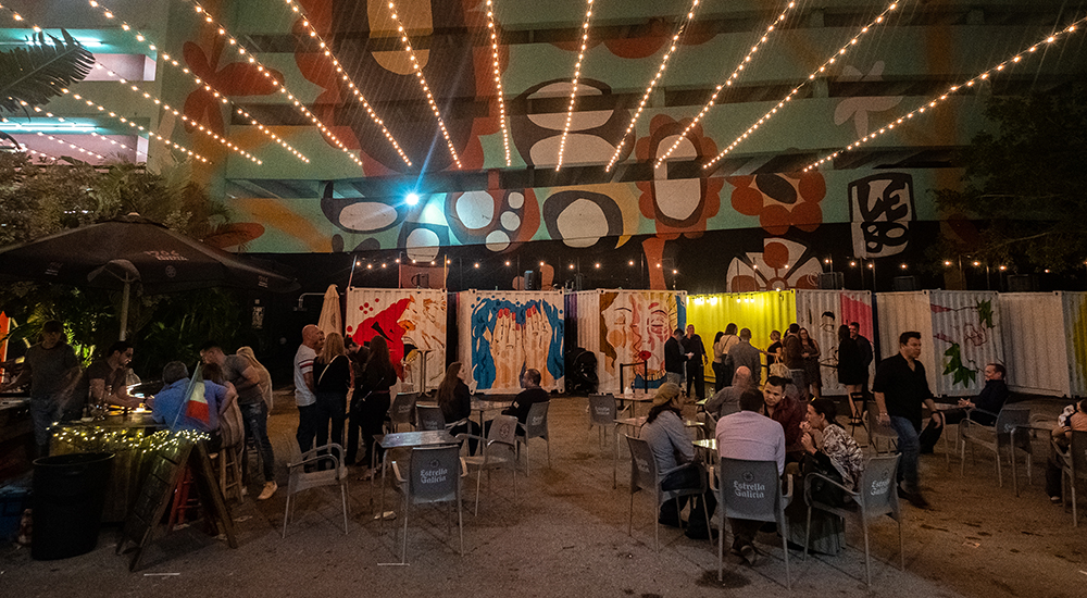 An outdoor bar in Miami's Wynwood district