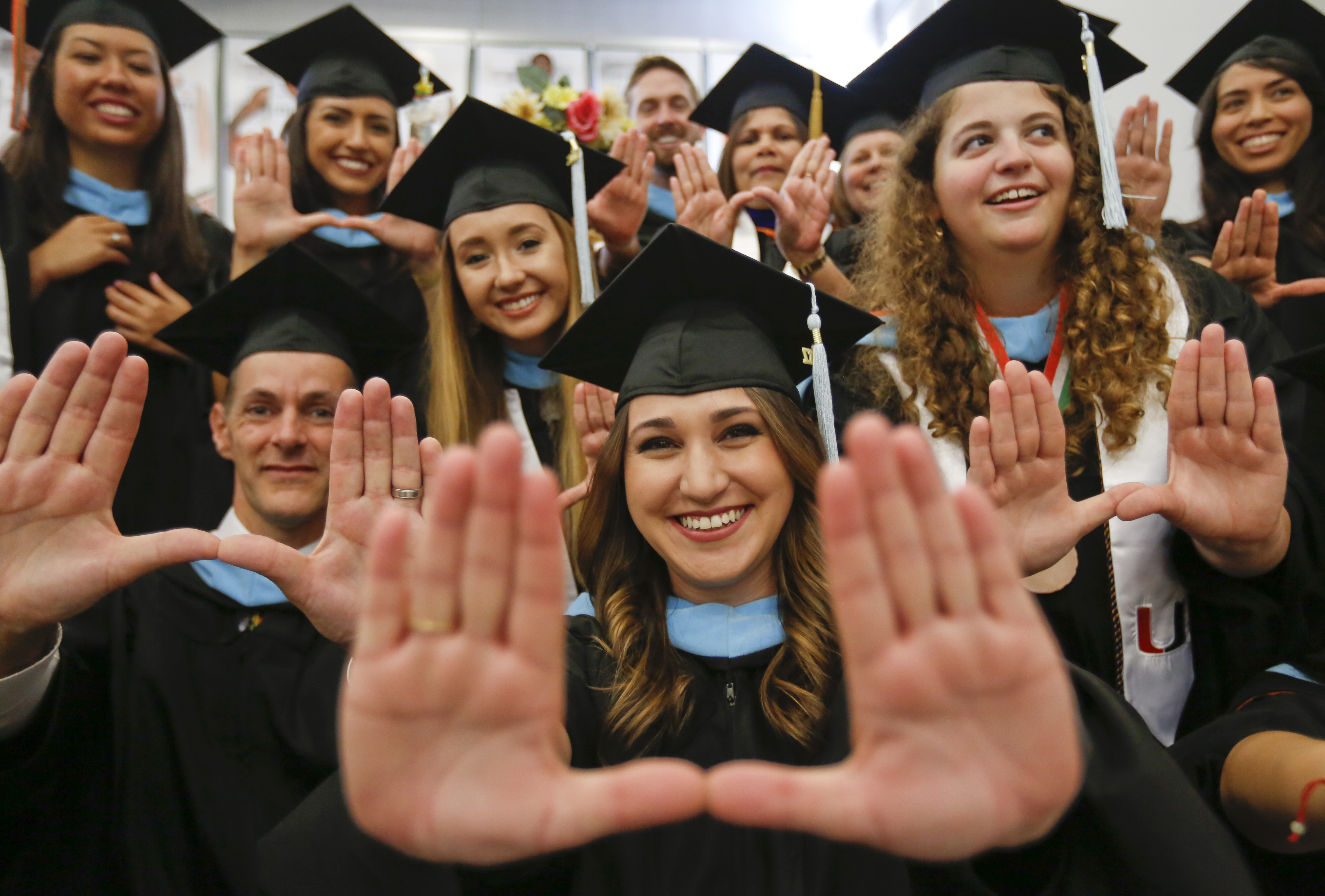 Graduates in cap and gown