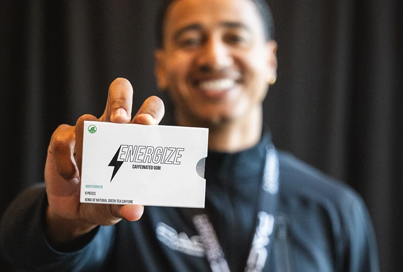 man presents the concept work of his company