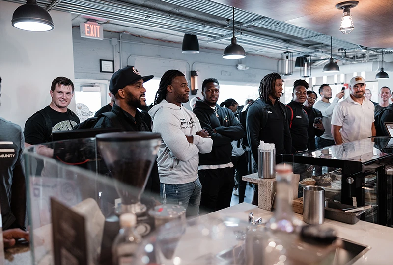 PAC students getting a tour of a restaurant